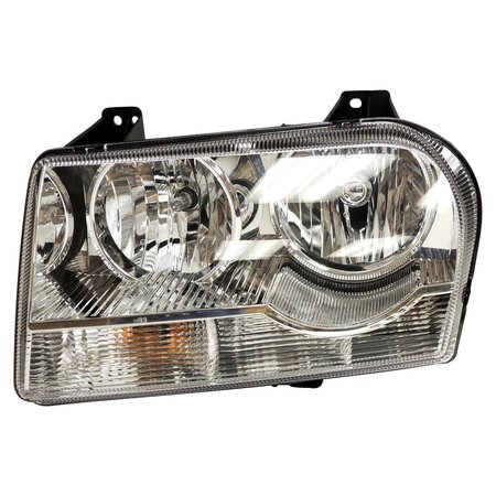 CROWN AUTOMOTIVE Left Headlight For 05-12/1/06 Chrysler Lx 300 W/ Halogen Bulbs W/ Chrome Bezels 4805757AG